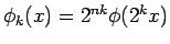 $ \phi_k(x) = 2^{nk} \phi(2^k x)$