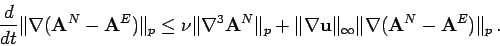 \begin{displaymath}
\frac{d}{dt} \Vert\nabla (\mathbf{A}^N-\mathbf{A}^E)\Vert _p...
...rt _\infty \Vert\nabla (\mathbf{A}^N-\mathbf{A}^E)\Vert _p\, .
\end{displaymath}