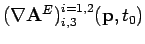 $(\nabla \mathbf{A}^E)_{i,3}^{i=1,2}({\mathbf{p}},t_0)$